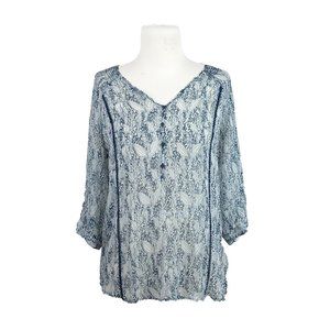 Left On Houston S Small Silk Popover Blouse Floral
